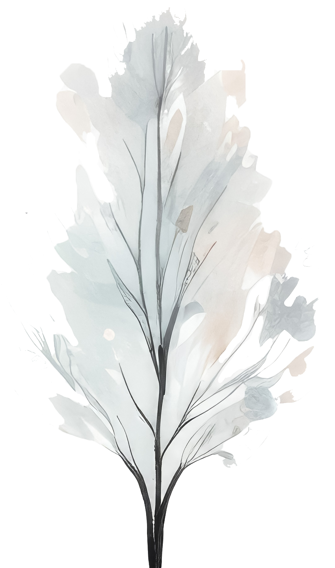 A watercolor painting of a large, light-colored flower with fine, dark outlines of the petals and stem.