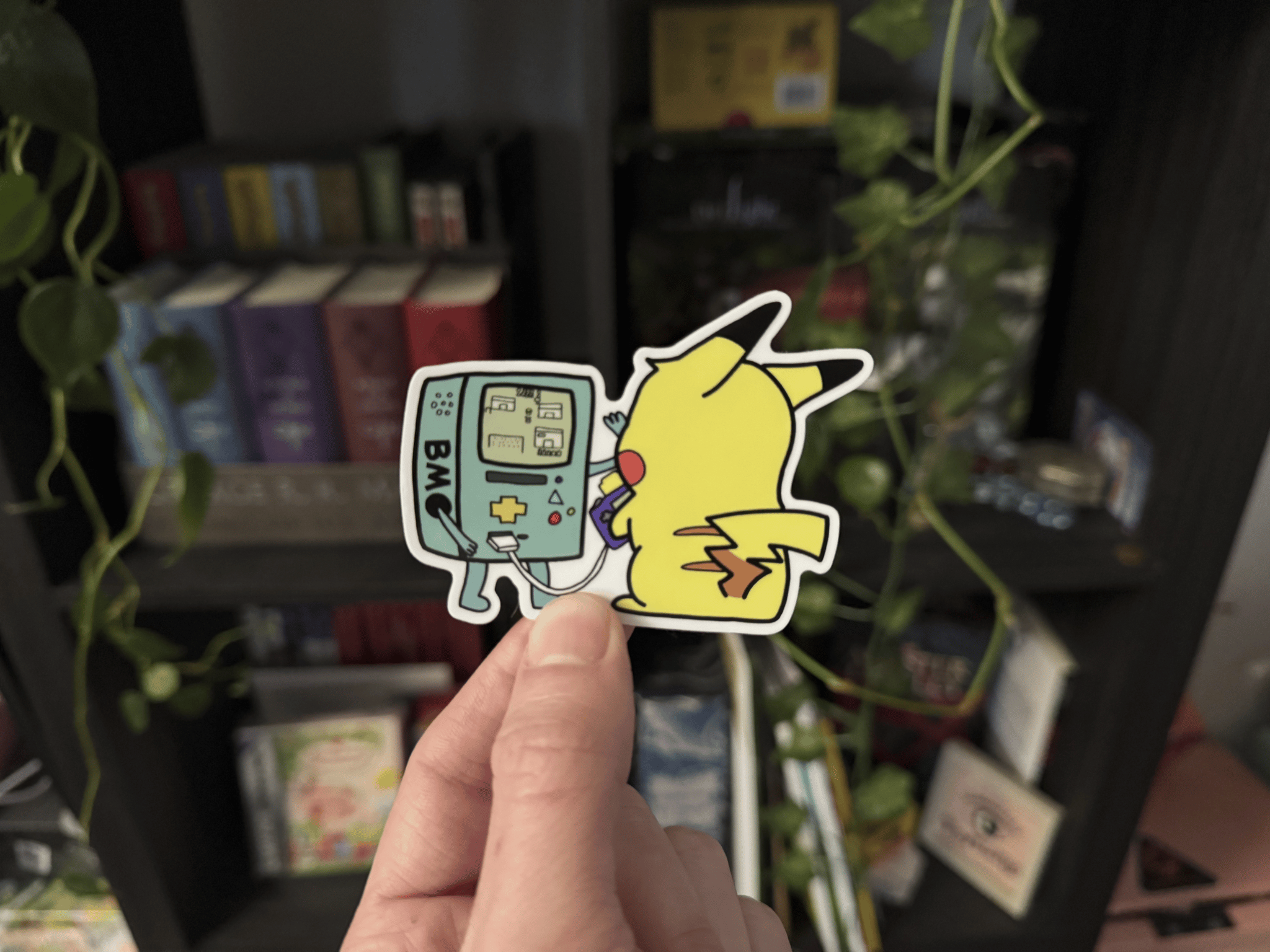 Pikachu Playing Gameboy on BMO - Custom Pokemon Sticker