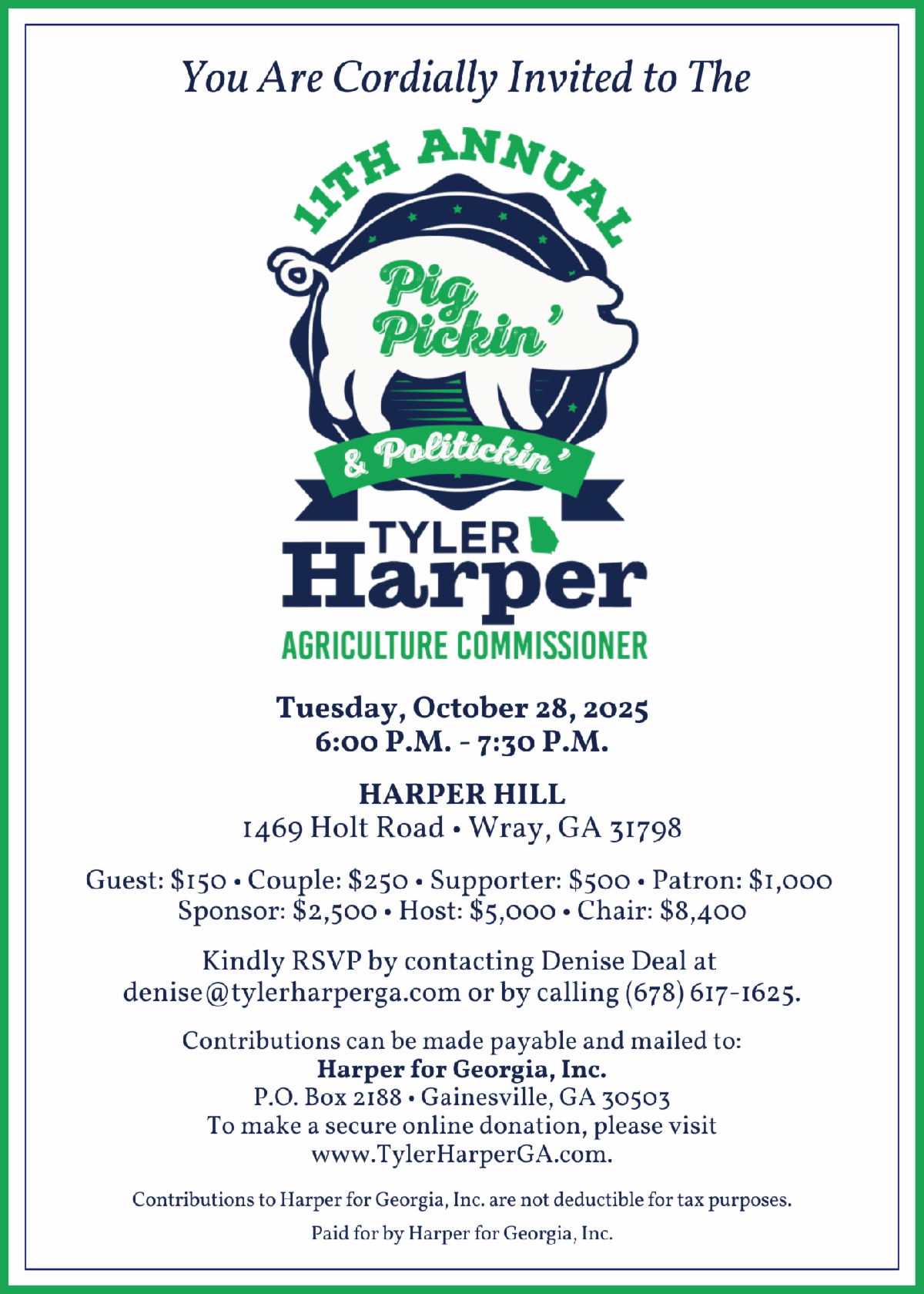 Ag. Commissioner Tyler Harper's 11th Annual Pig Pickin’ &amp; Politickin’