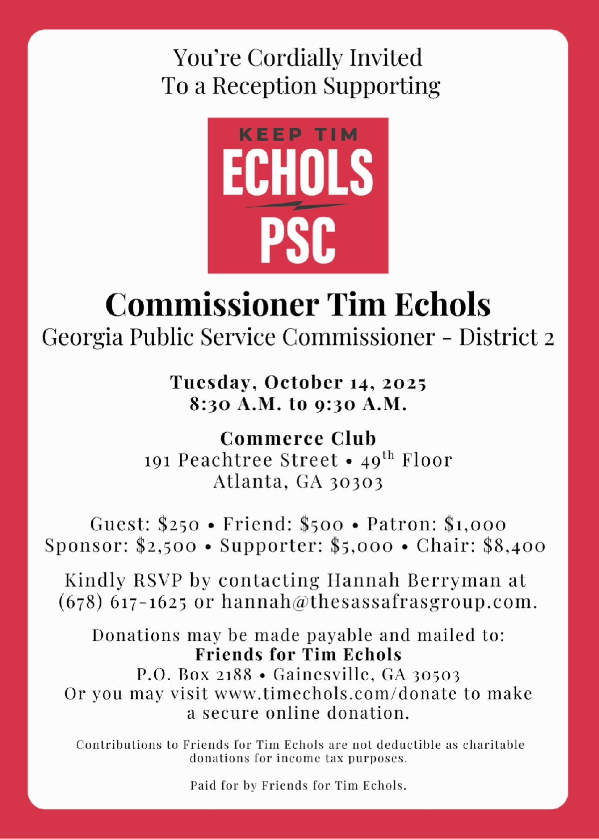 Public Service Commissioner Tim Echols Reception