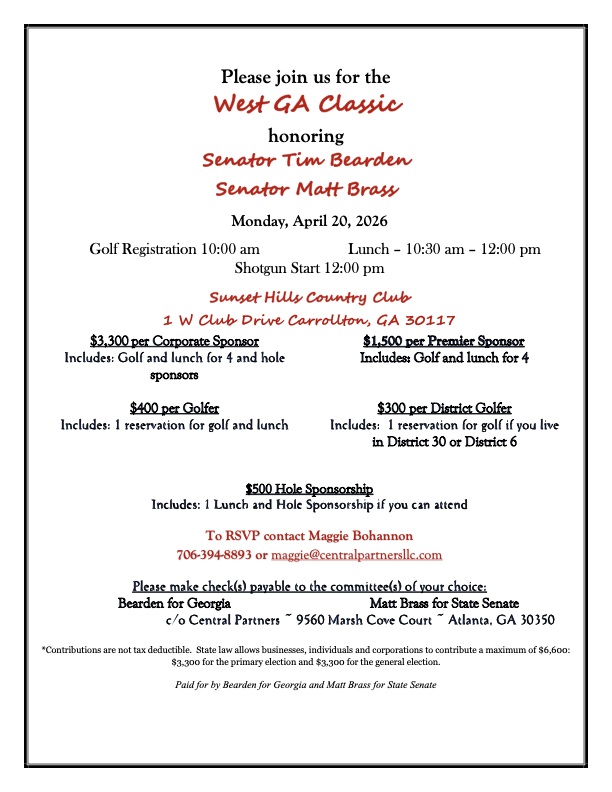 West Georgia Golf Classic Honoring Senator Matt Brass & Senator Tim Bearden