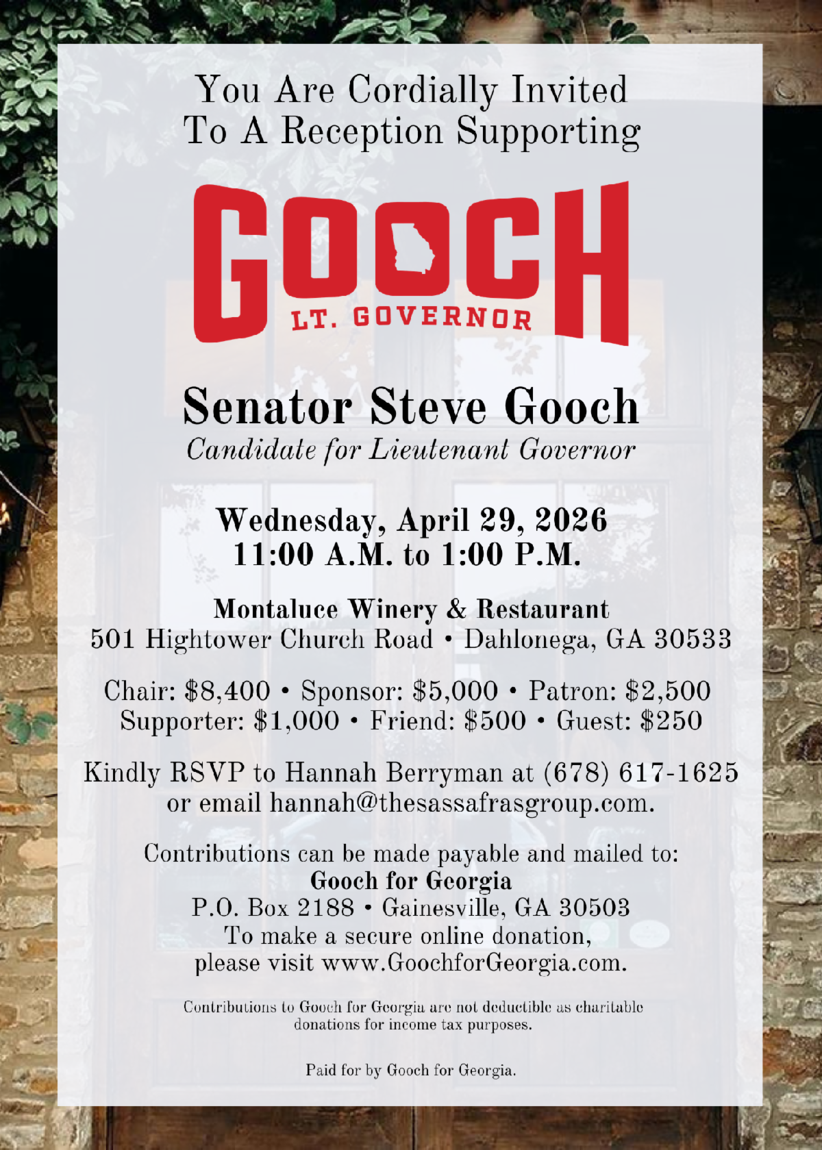 Reception in Support of Steve Gooch for Lt. Governor 