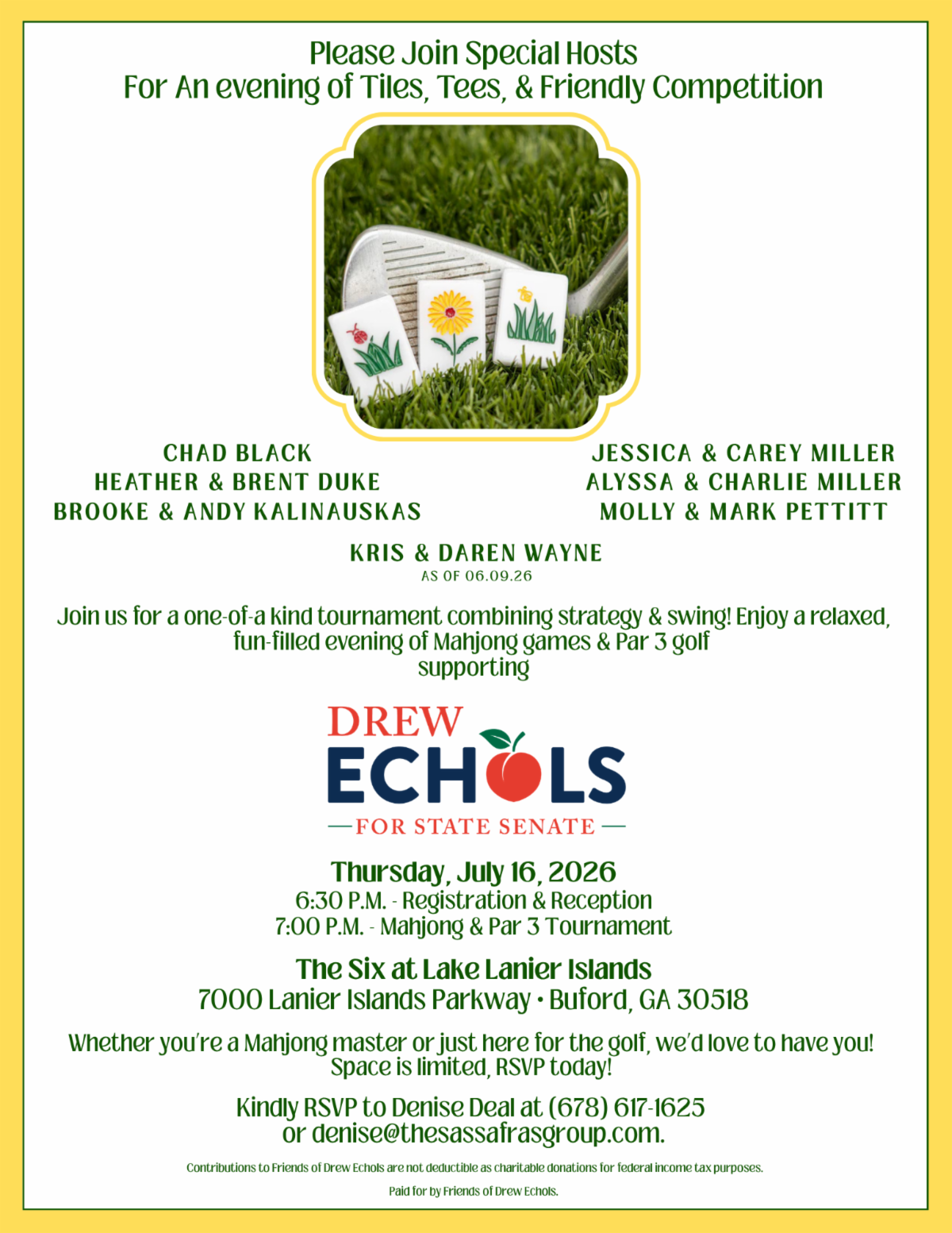 An Evening of Tiles, Tees, and Friendly Competition in support of Senator Drew Echols