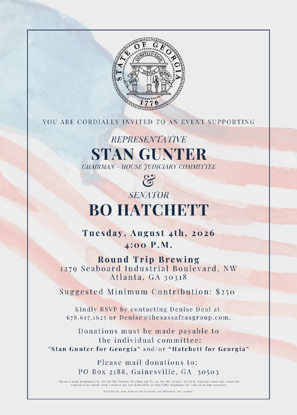Reception in Support of Chairman Stan Gunter & State Senator Bo Hatchett