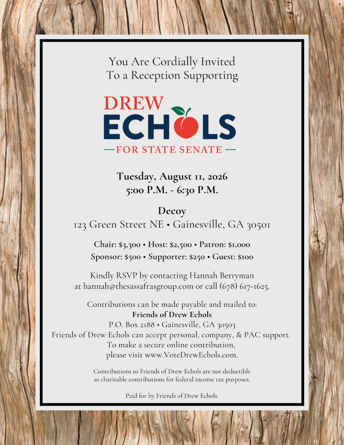 Reception in Support of Senator Drew Echols