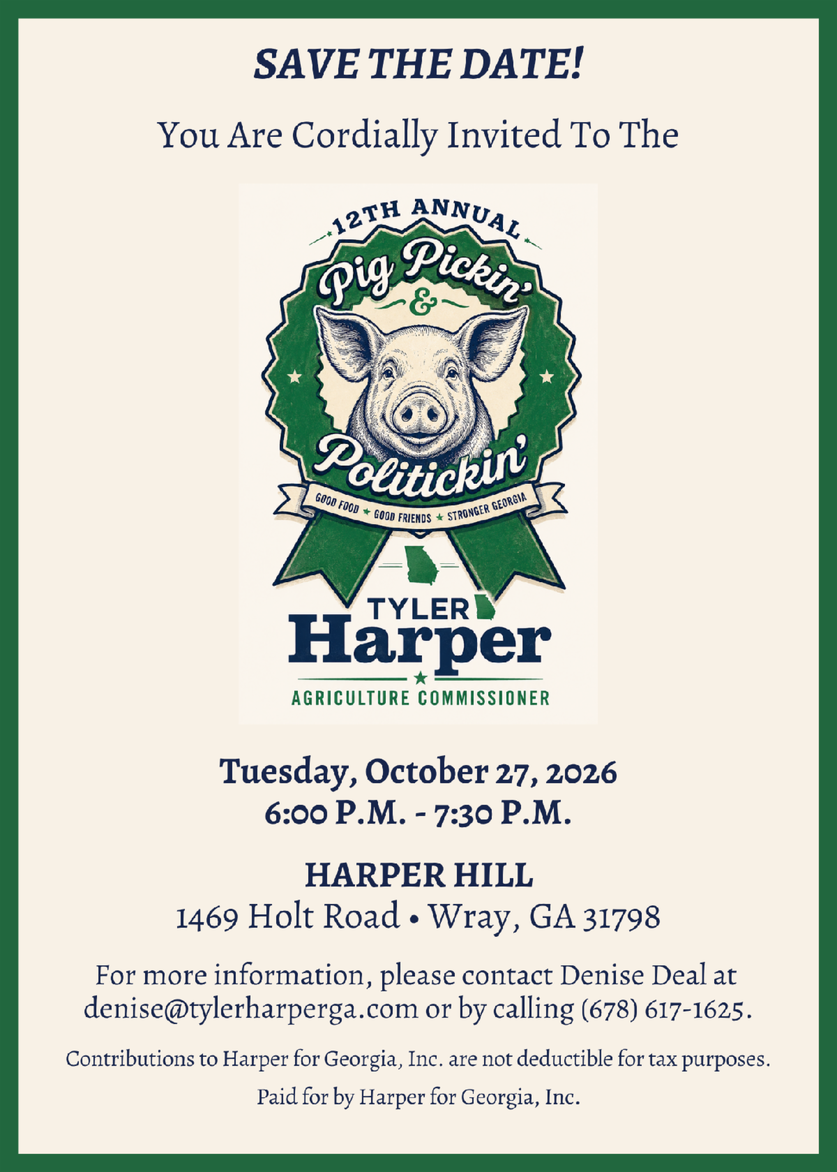 12th Annual Pig Pickin' &amp; Politickin’ Hosted by Agriculture Commissioner Tyler Harper