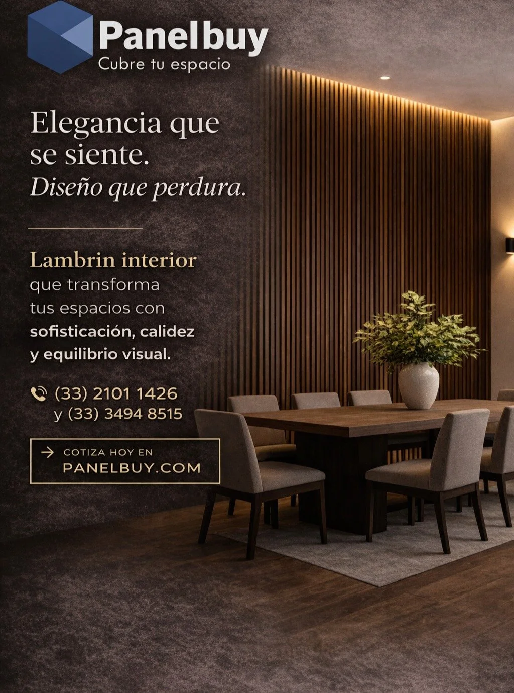 ✨ Elegancia que se siente. Dise&ntilde;o que perdura.

Transforma tus espacios con detalles que marcan la diferencia. Nuestros lambrines interiores no solo decoran, crean ambientes llenos de calidez, sofisticaci&oacute;n y equilibrio visual.

Convier