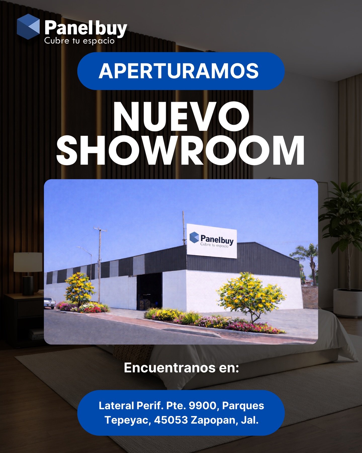📍 &iexcl;Panelbuy estrena showroom!

Nos mudamos para estar m&aacute;s cerca de ti 🙌
Ven a conocer nuestra nueva ubicaci&oacute;n, un espacio dise&ntilde;ado para que veas y elijas los mejores productos con asesor&iacute;a personalizada.

🔹Te espe