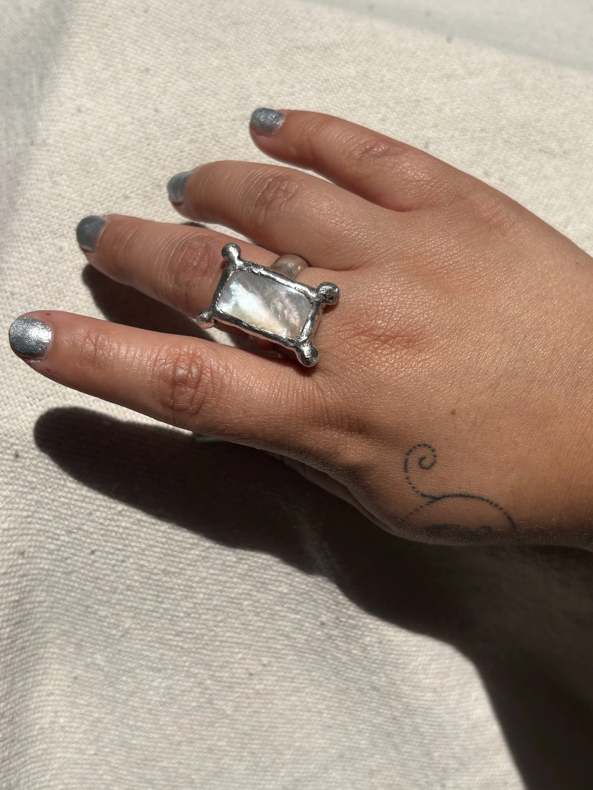 Mother of Pearl Dot Ring