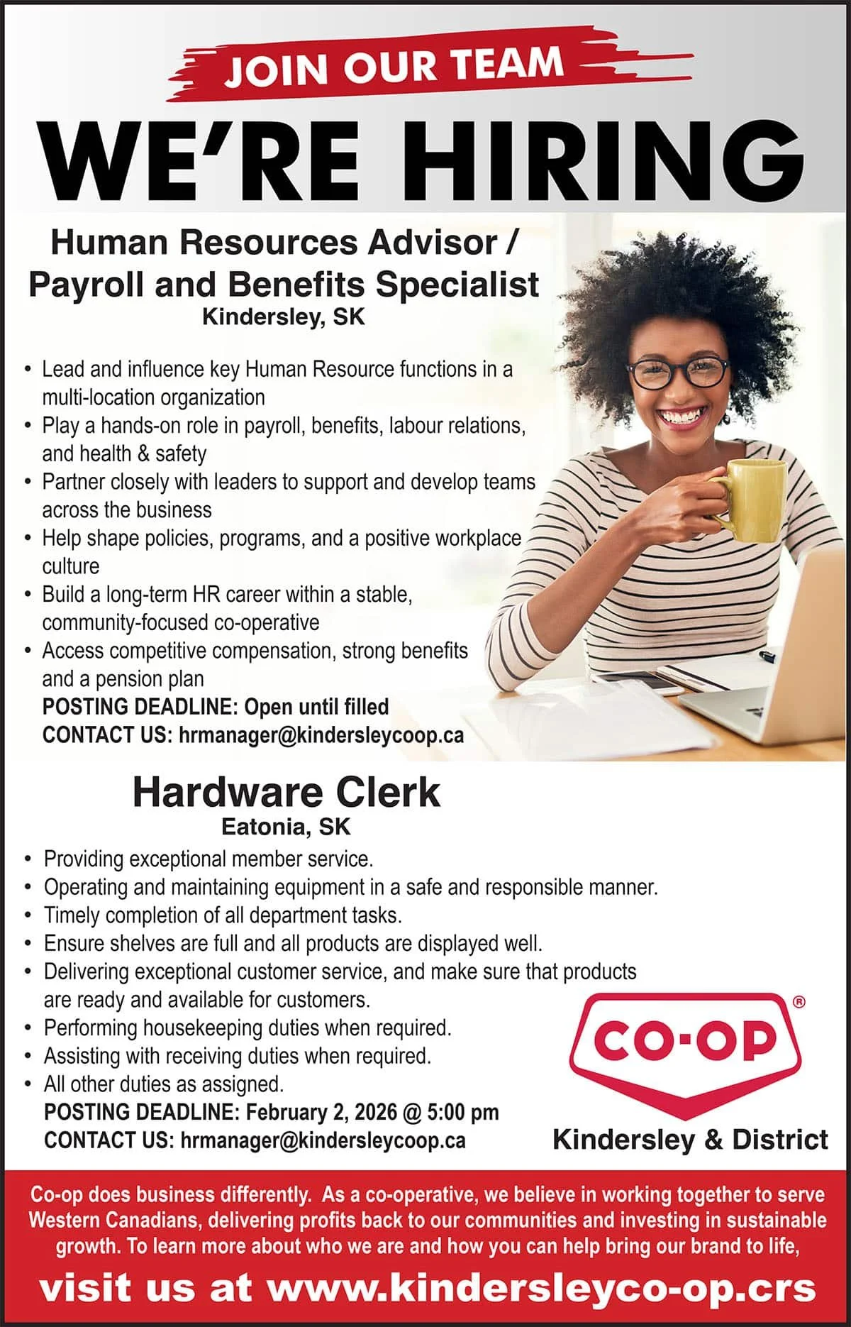 Kindersley &amp; District Co-op. Join Our Team. We're Hiring.