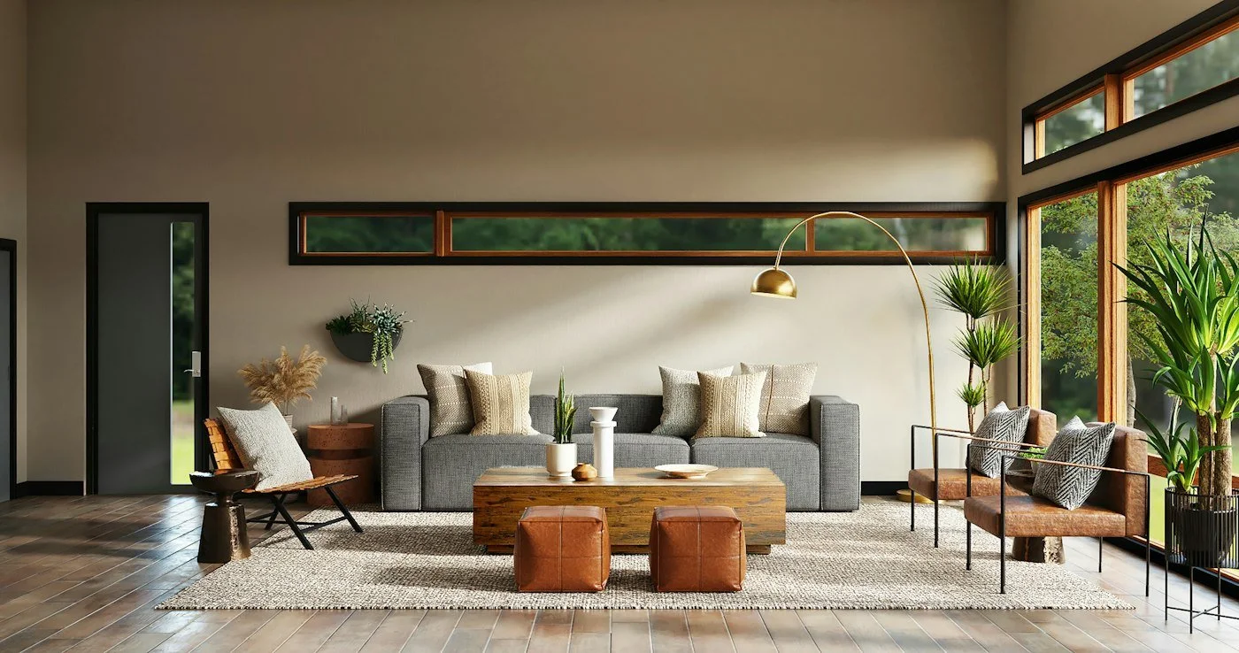 Warm living room with natural light
