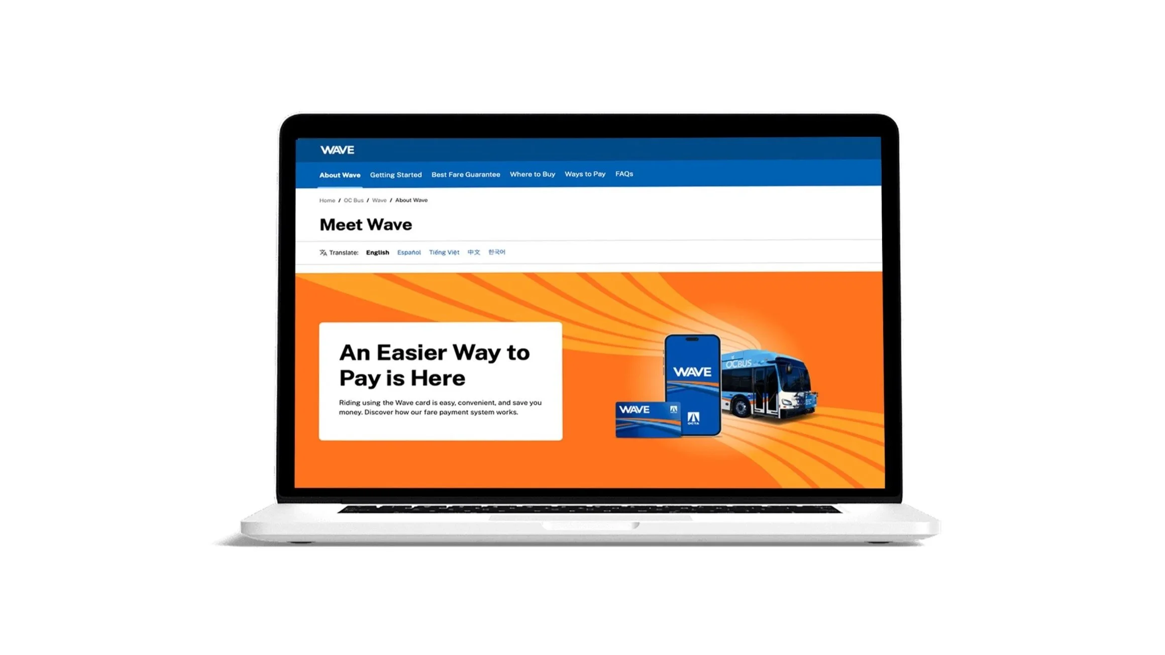 A dynamic website introducing riders to Wave.