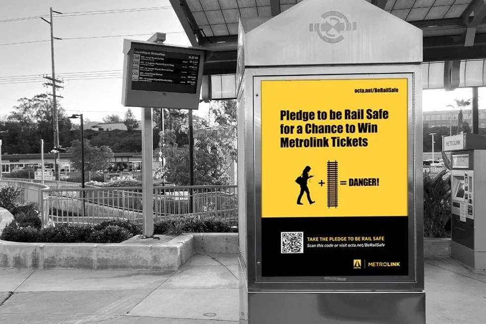 Station kiosk posters.