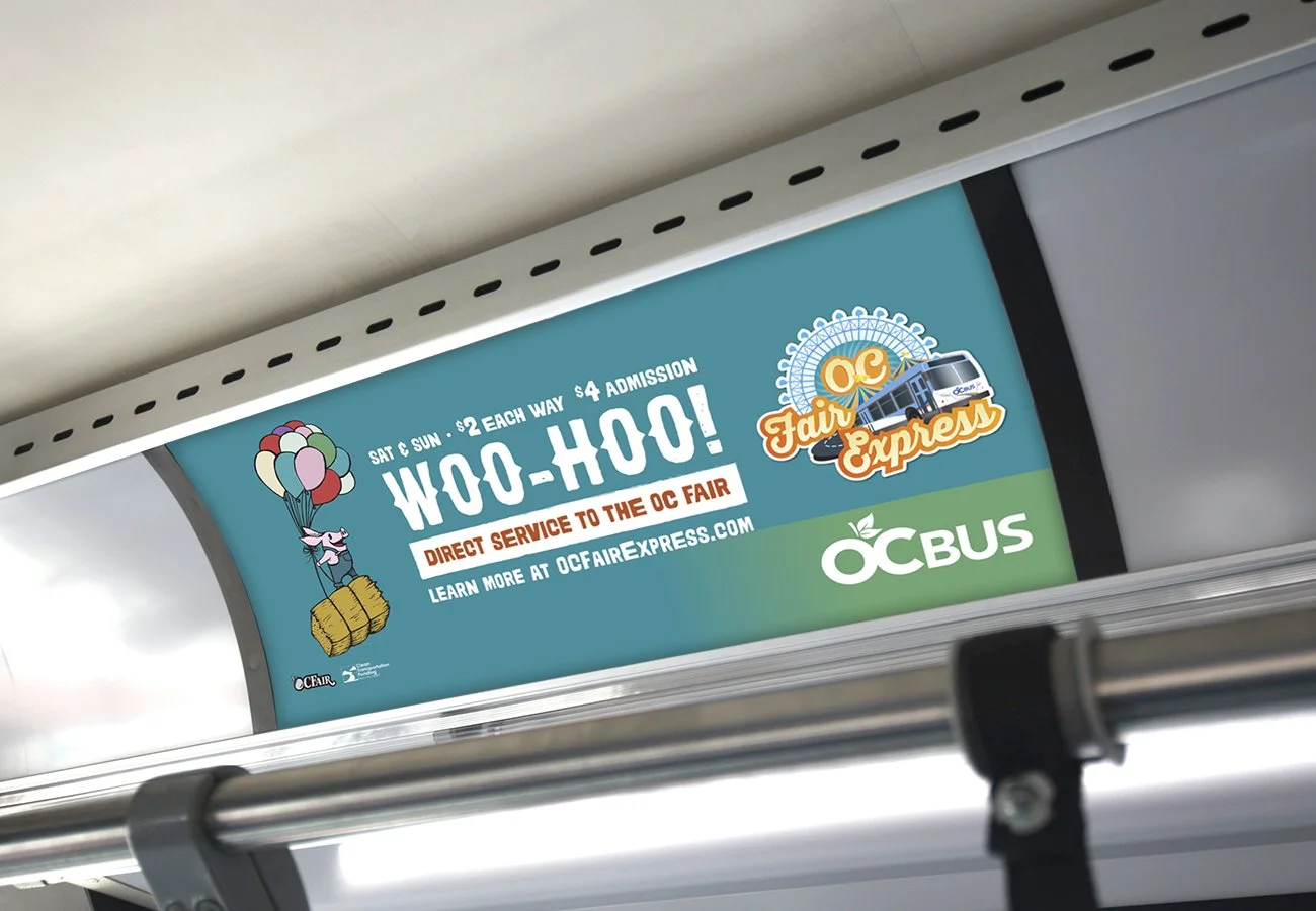 Interior advertising is always effective to reach riders.  We developed these ads in several languages.