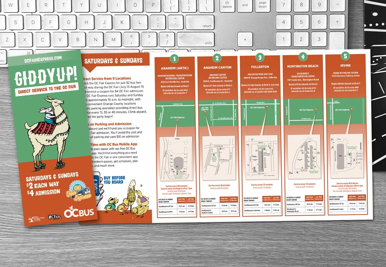 Brochures were available on board OC Bus and at various locations throughout the county.