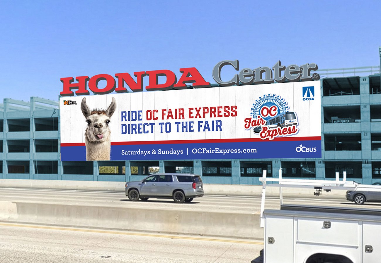 The new digital board along the SR-57 at OC Vibe offers outstanding visibility.