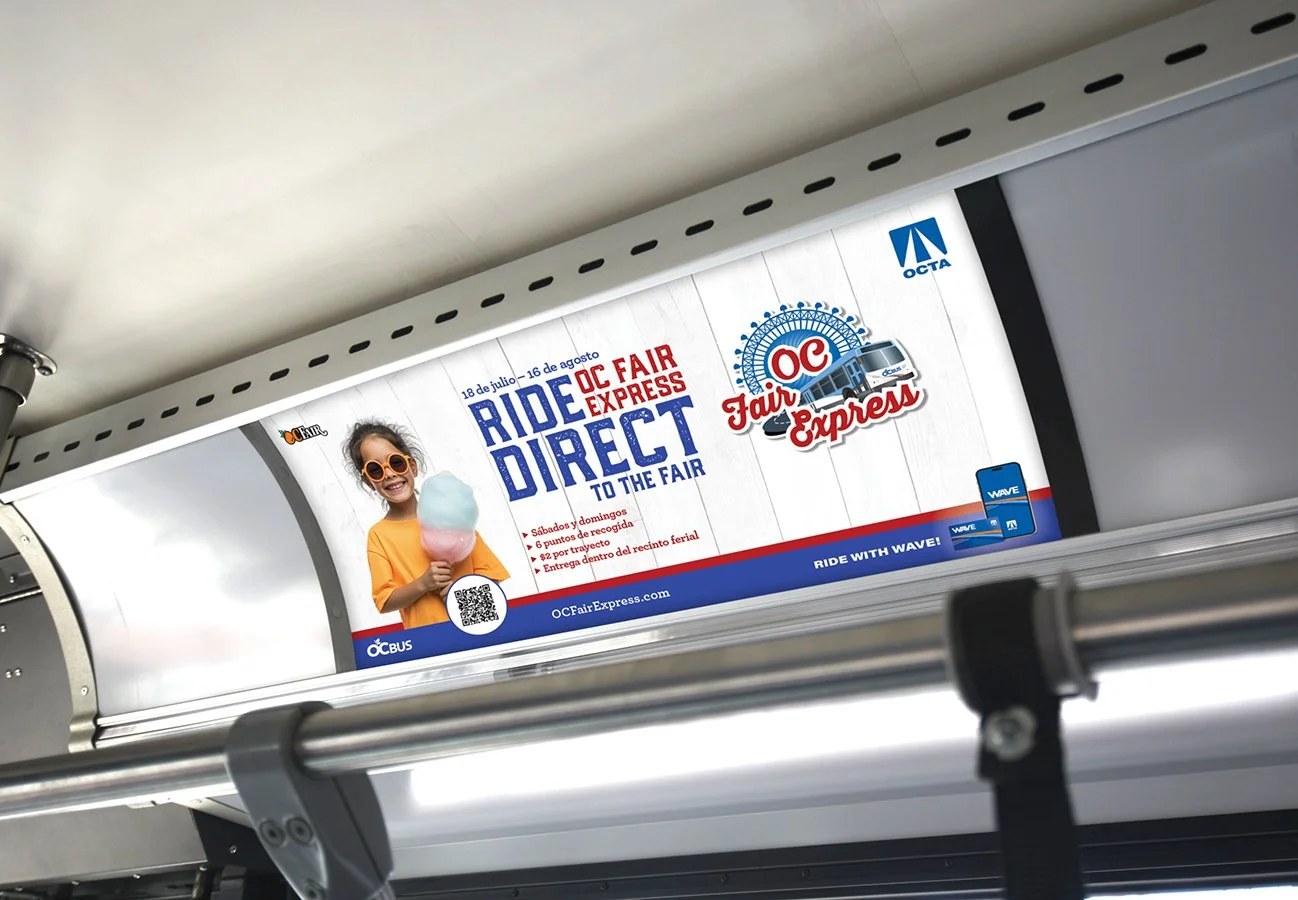 Onboard bus advertising was developed in three languages. QR codes were used to direct riders to the website for more information.