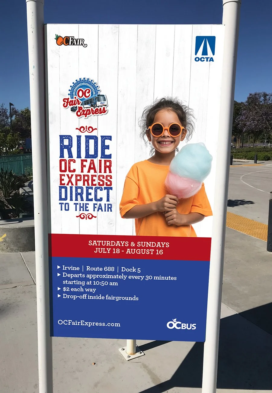Transportation center kiosk advertising provided information to current riders and those arriving to use the service.