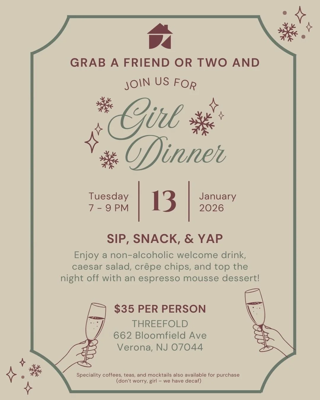 Girl Dinner - Jan 13th  (7-9pm)