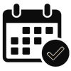 Icon of a calendar with a checkmark