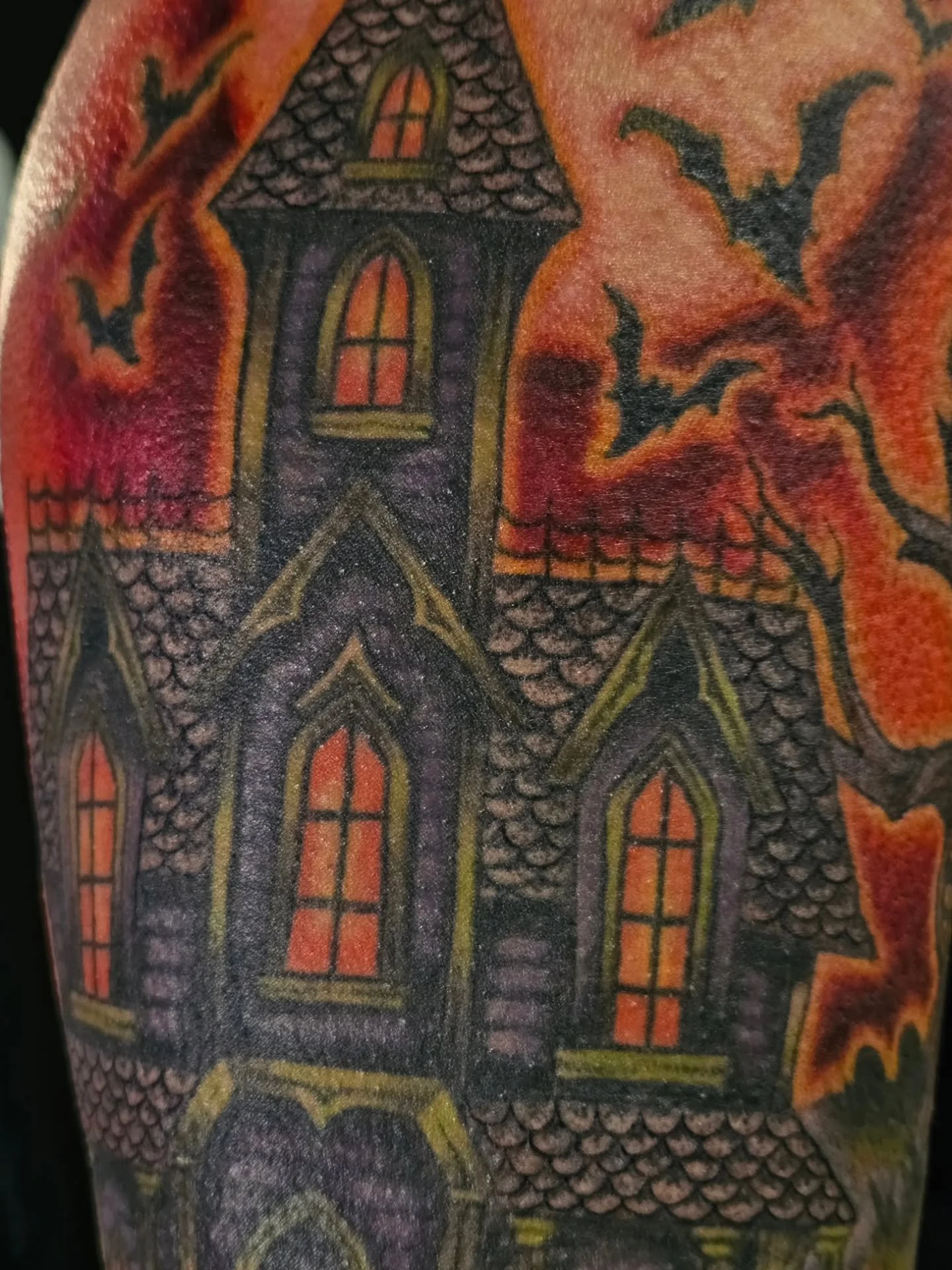 Halloween sleeve WIP 🖤🦇🏰

#tattoo #tattooartist #halloween #halloweentattoo #wip