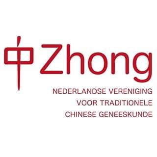 Logo van de Nederlandse Vereniging voor Traditionele Chinese Geneeskunde met de tekst 'Zhong' en Chinese karakter