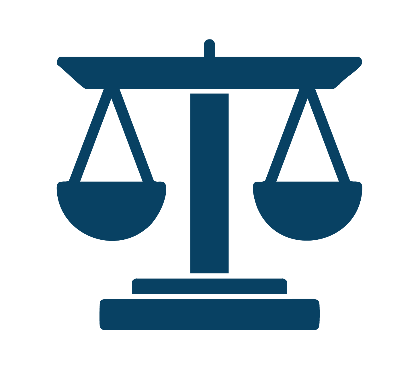 Scales of justice icon, symbolizing law and fairness.