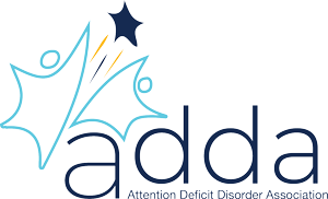 Logo of the Assistance Deficit Disorder Association featuring a star, abstract figures, and the organization's name