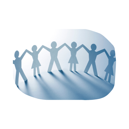 Paper cutout figures holding hands in a circle, symbolizing community and support.