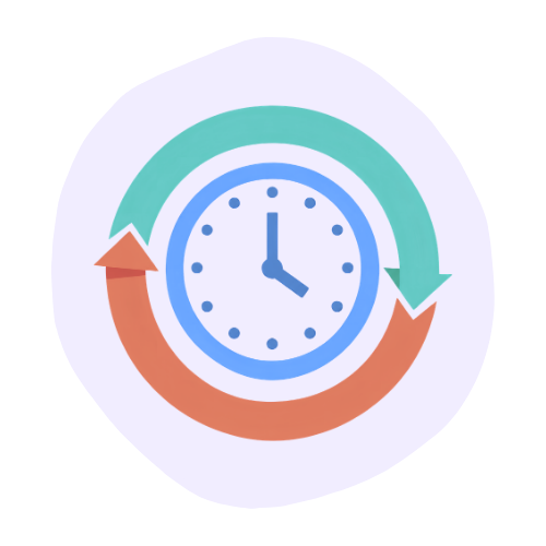 Illustration of a clock with circular arrows representing routine.