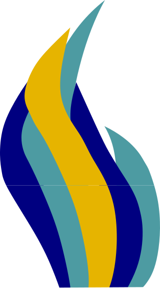 Abstract design with curved shapes in yellow, light blue, dark blue, and teal on a black background.