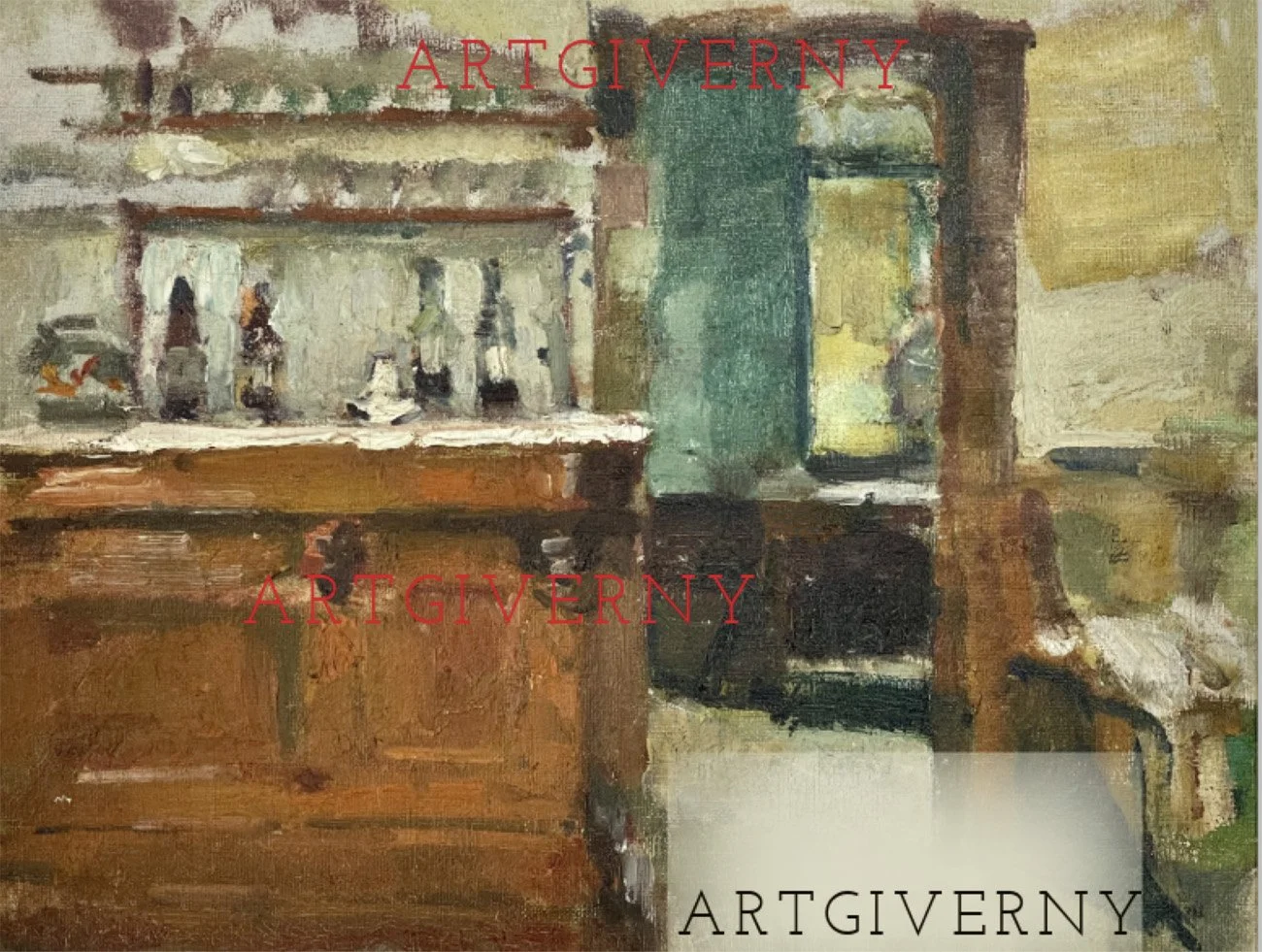 Hotel Baudy, painting by Theodore Robinson, circa 1887. Provenance research documenting the site that became the social center of the Giverny artists’ colony.