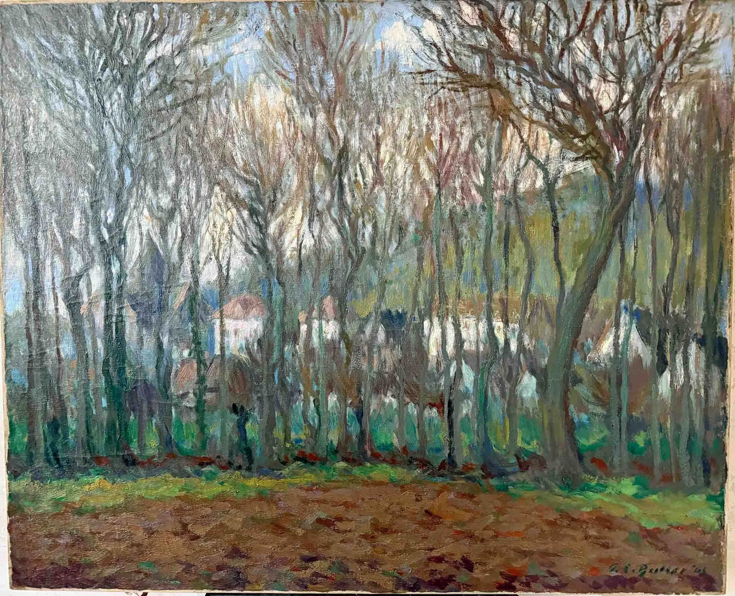 Village of giverny, 1905, by Theodore Earl butler, oil on canvas, impressionist landscape in Giverny, france