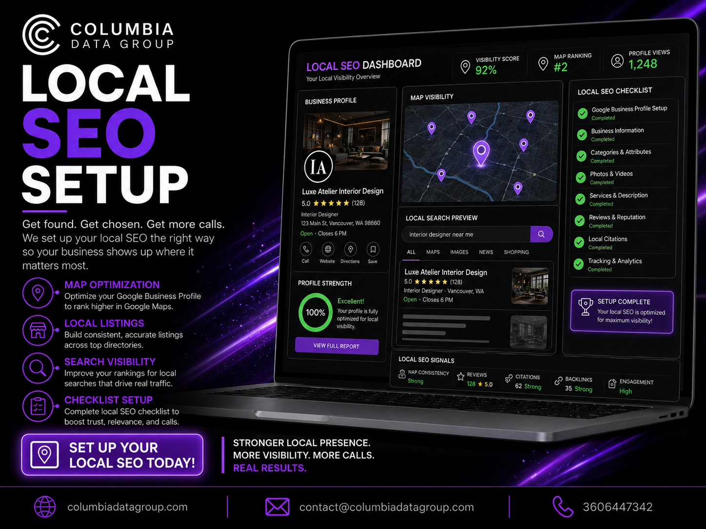 Local SEO setup service for small businesses by Columbia Data Group