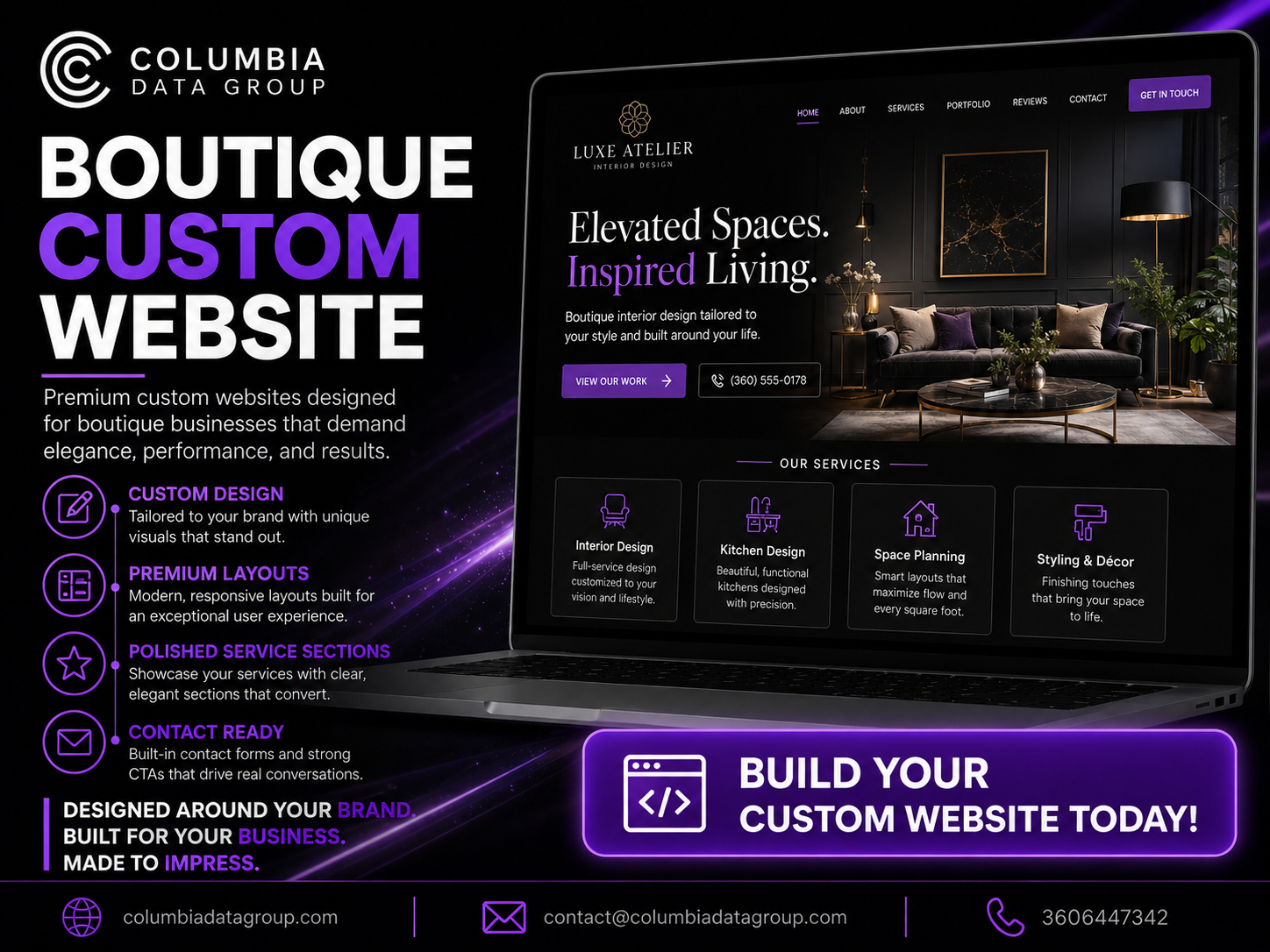 Boutique custom website design service by Columbia Data Group