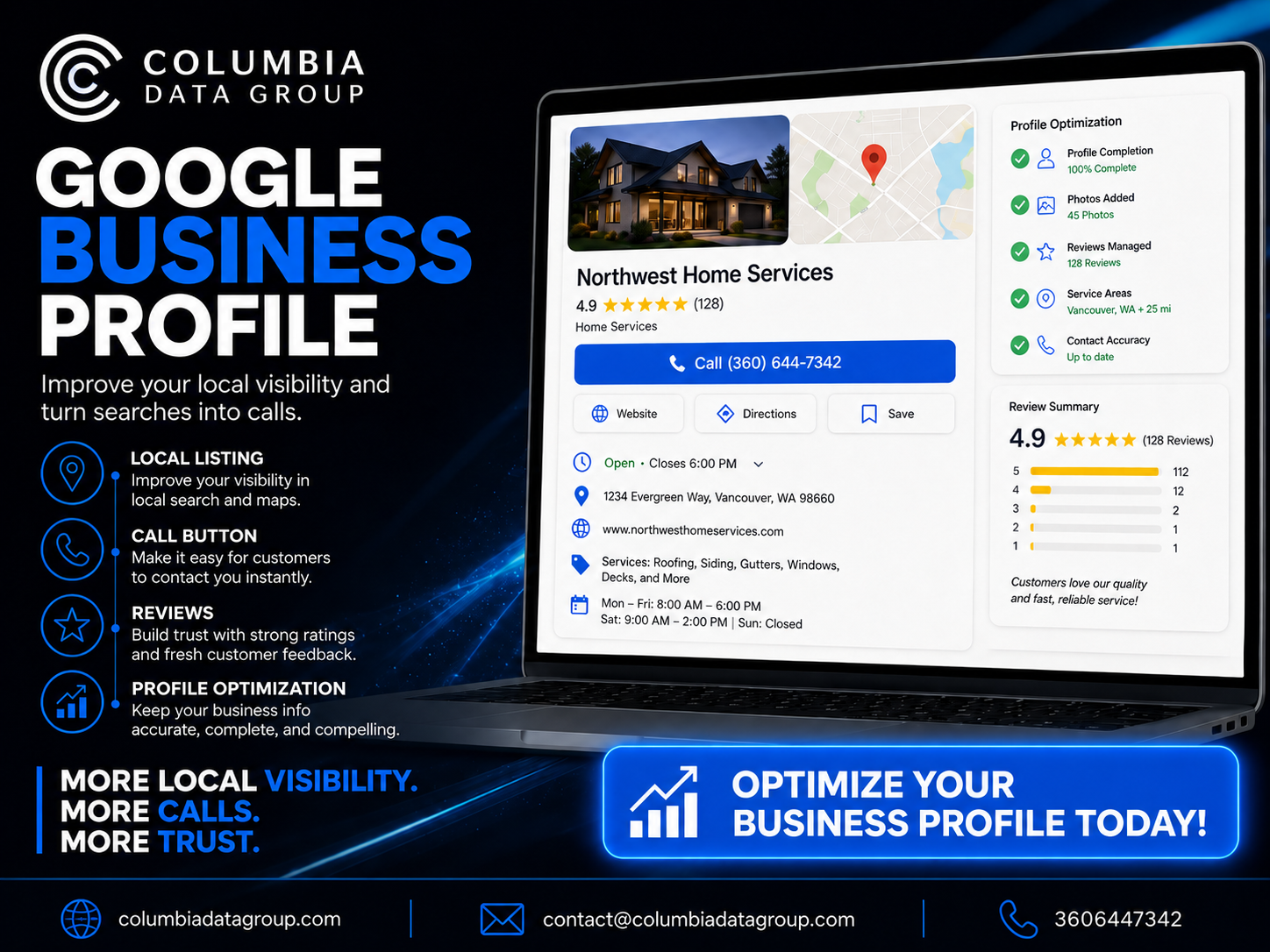 Google Business Profile optimization service by Columbia Data Group