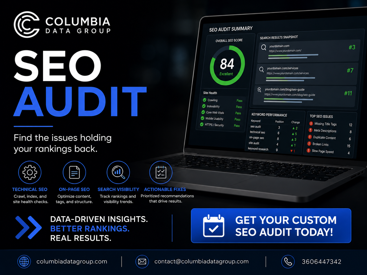 SEO audit service for small business websites by Columbia Data Group