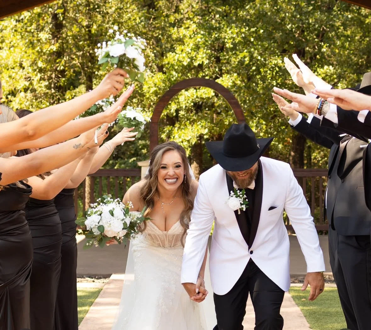 Half-up Bridal updo, soft modern waves; wedding hair by Stephanie Renee in Oklahoma City 