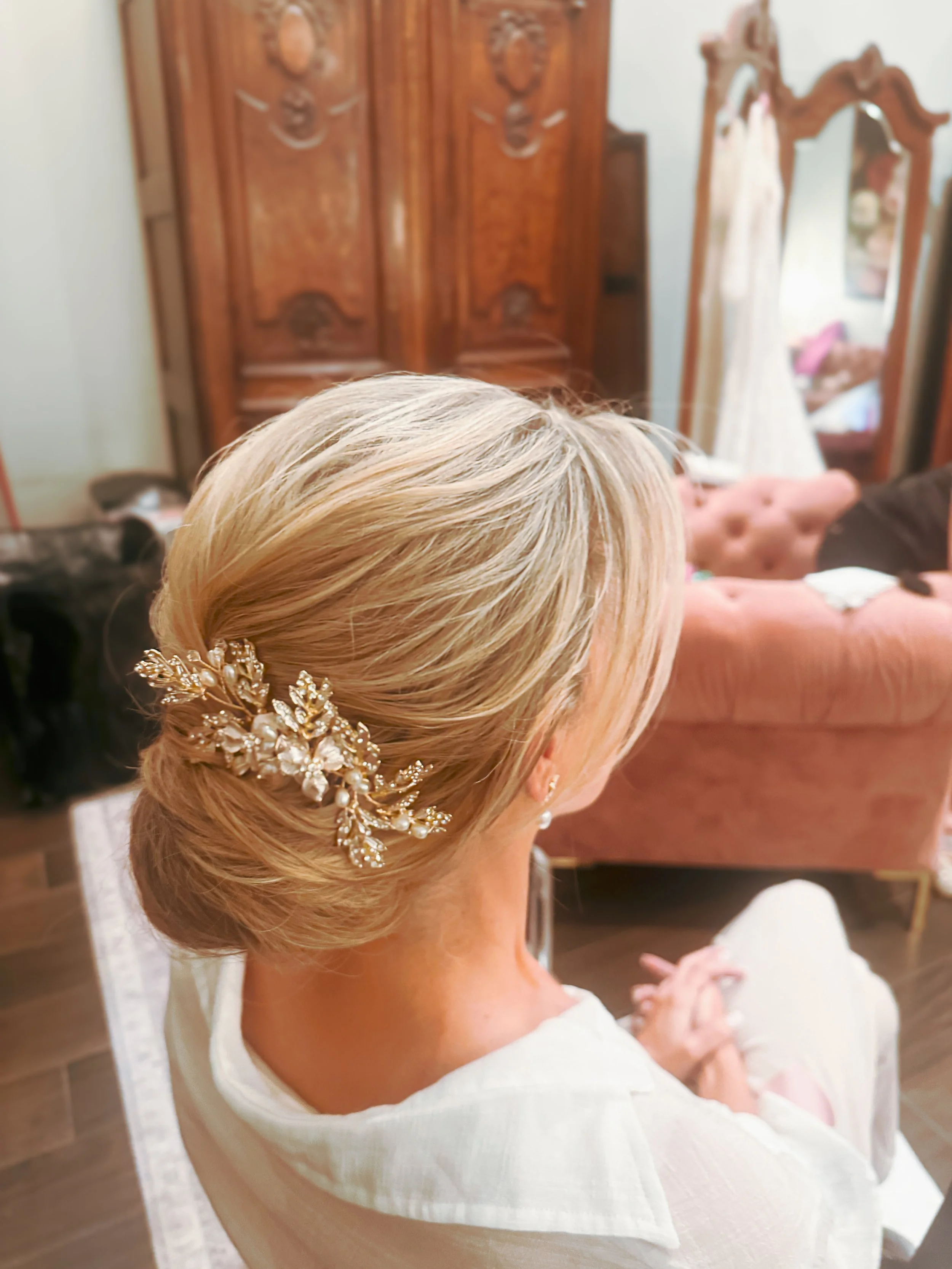 Bridal Low updo, elegant; by Stephanie Renee Bridal in  Oklahoma City