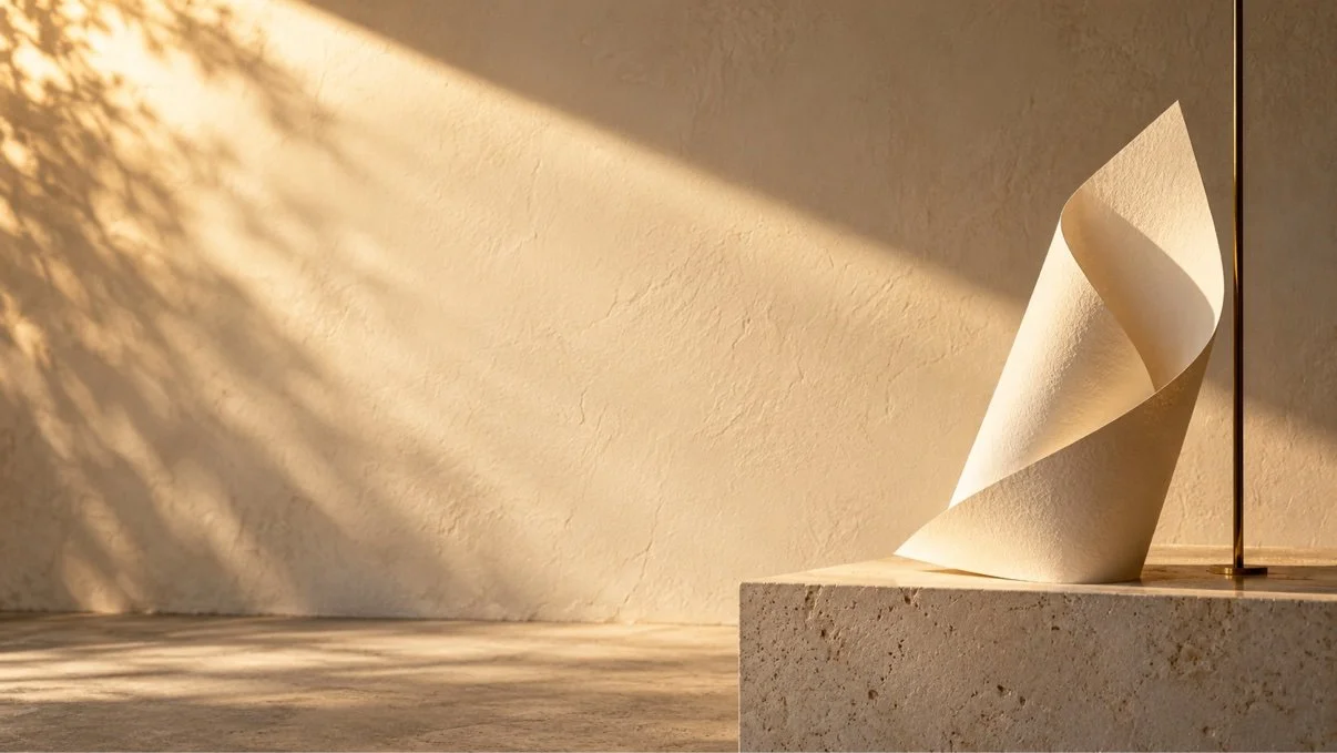 Warm directional light across textured paper