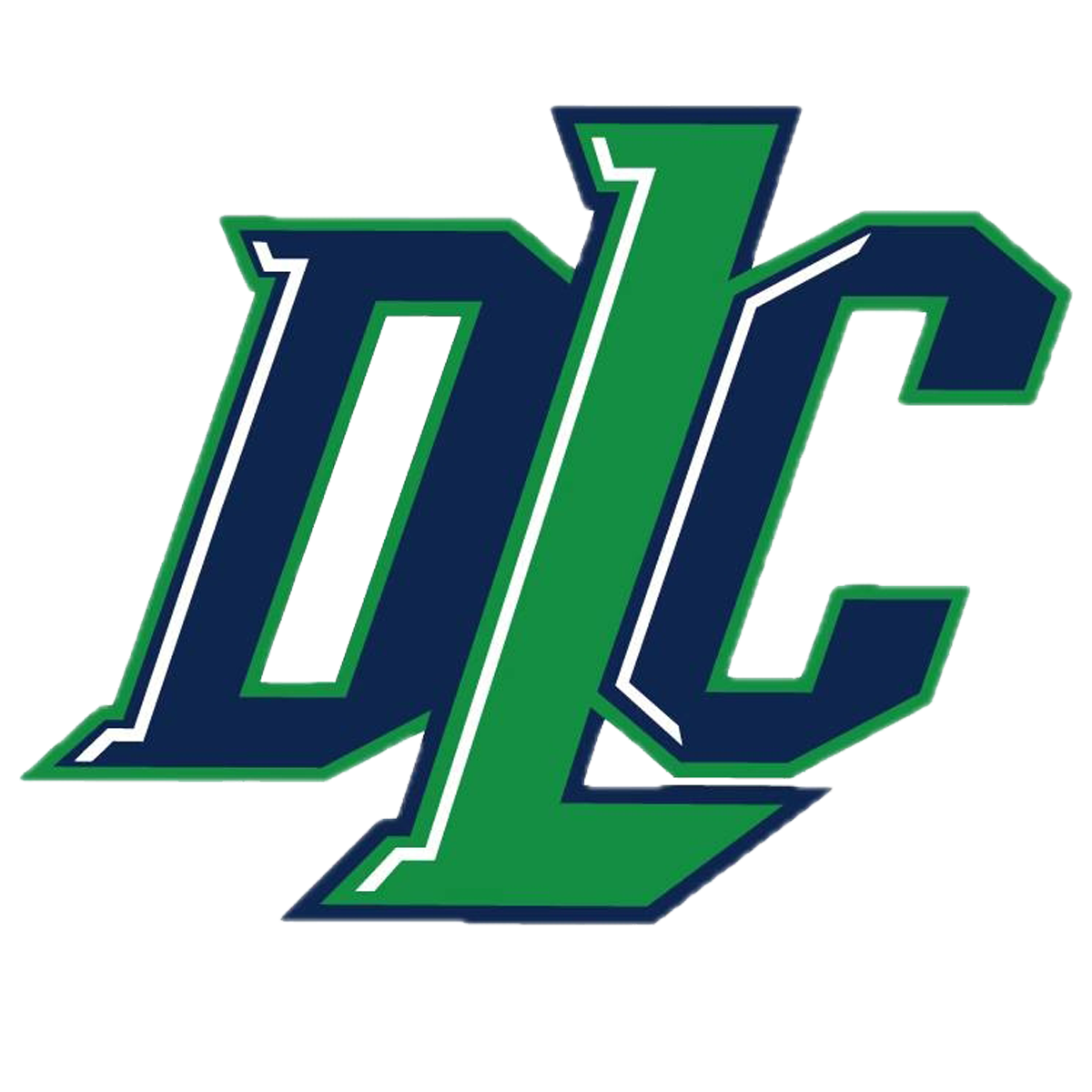 Duke University logo with navy blue and green interlocking initials 'DU' outlined in white.