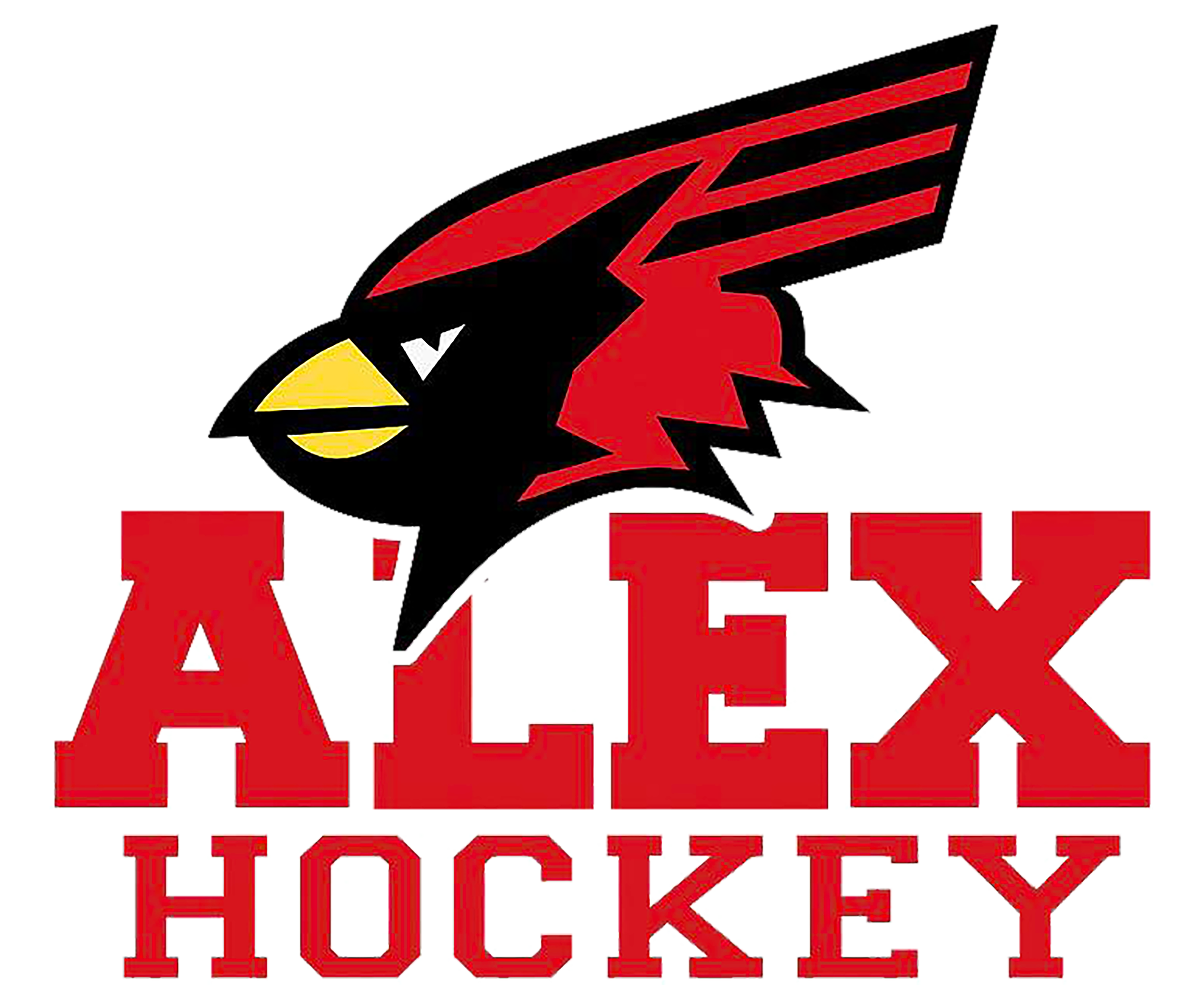 Arizona Coyotes logo featuring a stylized coyote head in black and red with a yellow eye and beak, above the red text 'ARIZONA'. Underneath, red text reads 'HOCKEY'.