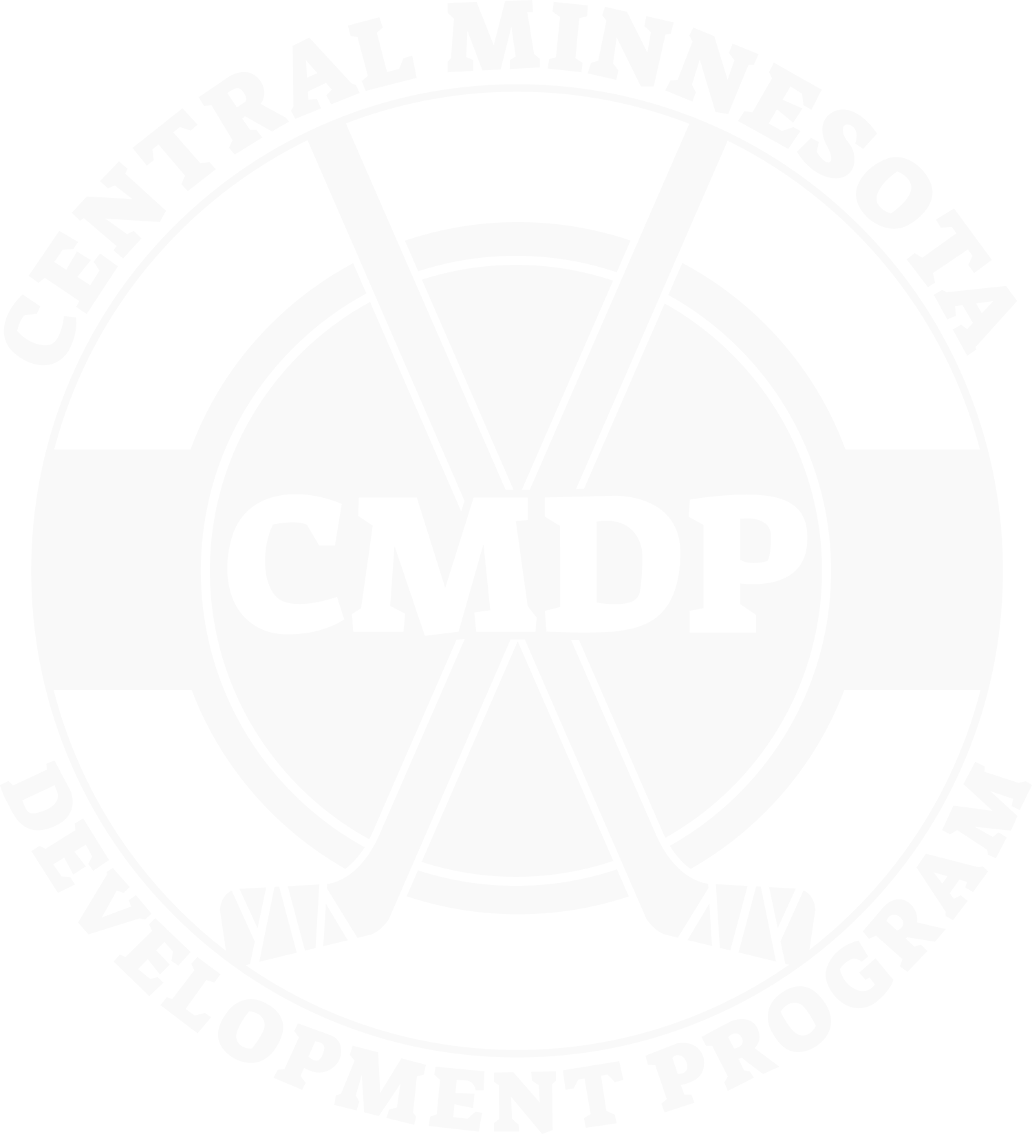 Logo of Central Minnesota Development Program with hockey sticks and a puck