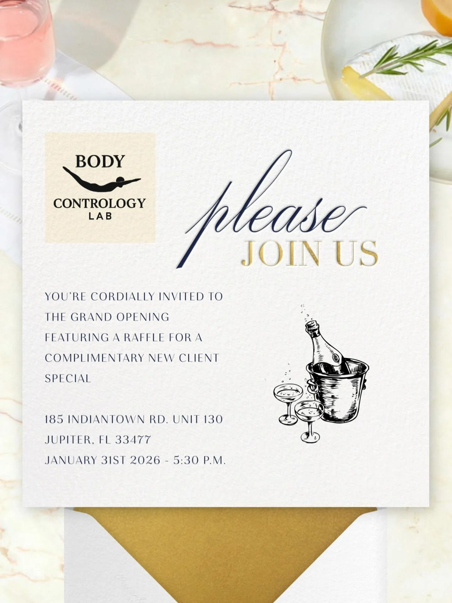 You&rsquo;re invited to our Grand Opening Celebration ✨
📅 January 31, 2025
⏰ 5:30 PM
👕 Attire: Workout wear

Join us for bubbles, charcuterie, studio tours, and a raffle for a New Client Special as we officially open our doors.
We can&rsquo;t wait 