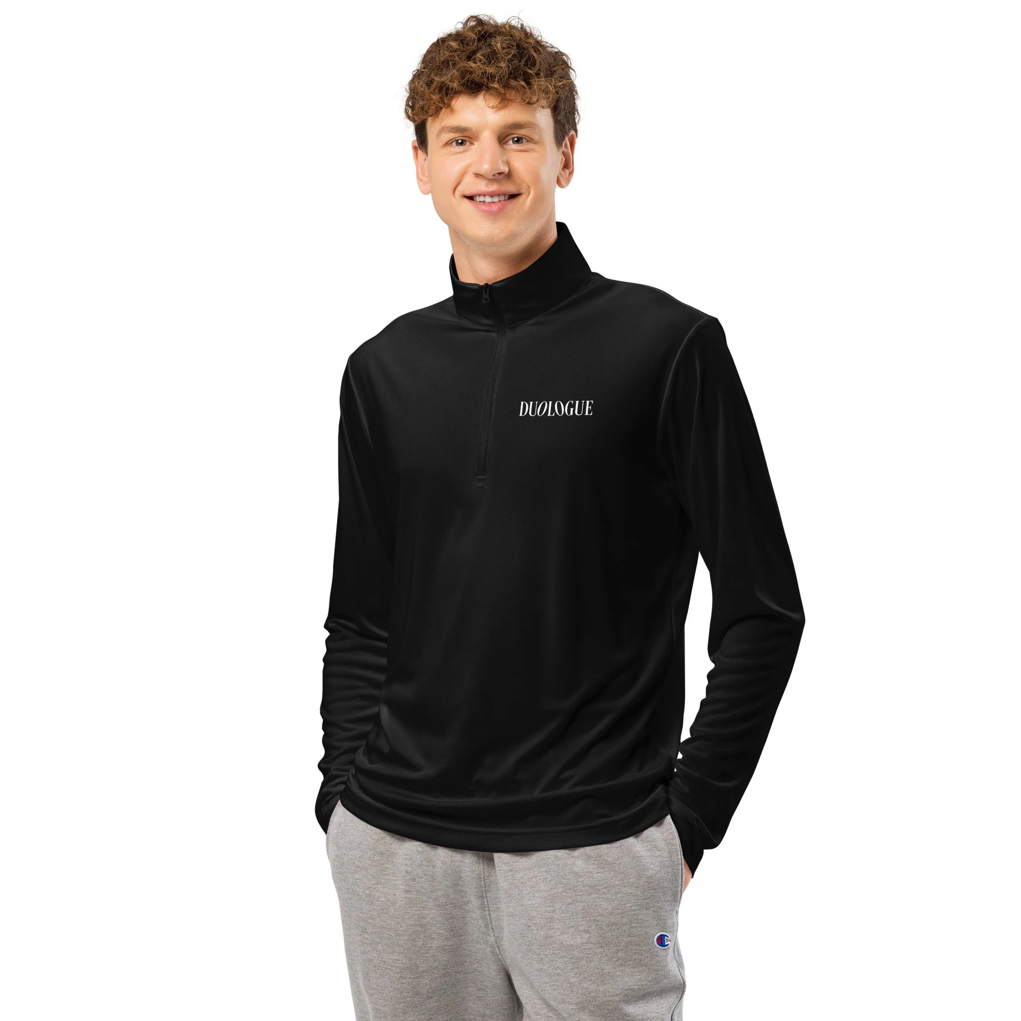 Duologue Lightweight Quarter-Zip Pullover (Black)