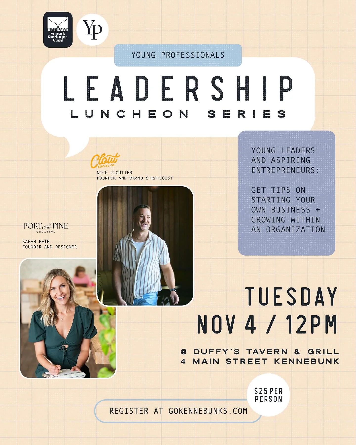 Thinking about starting your own business or want to level up your brand? 

Join @cloutsocialco and I for the @gokennebunks Young Professionals leadership luncheon 

We will be chatting about how we started our businesses, building a brand and what w