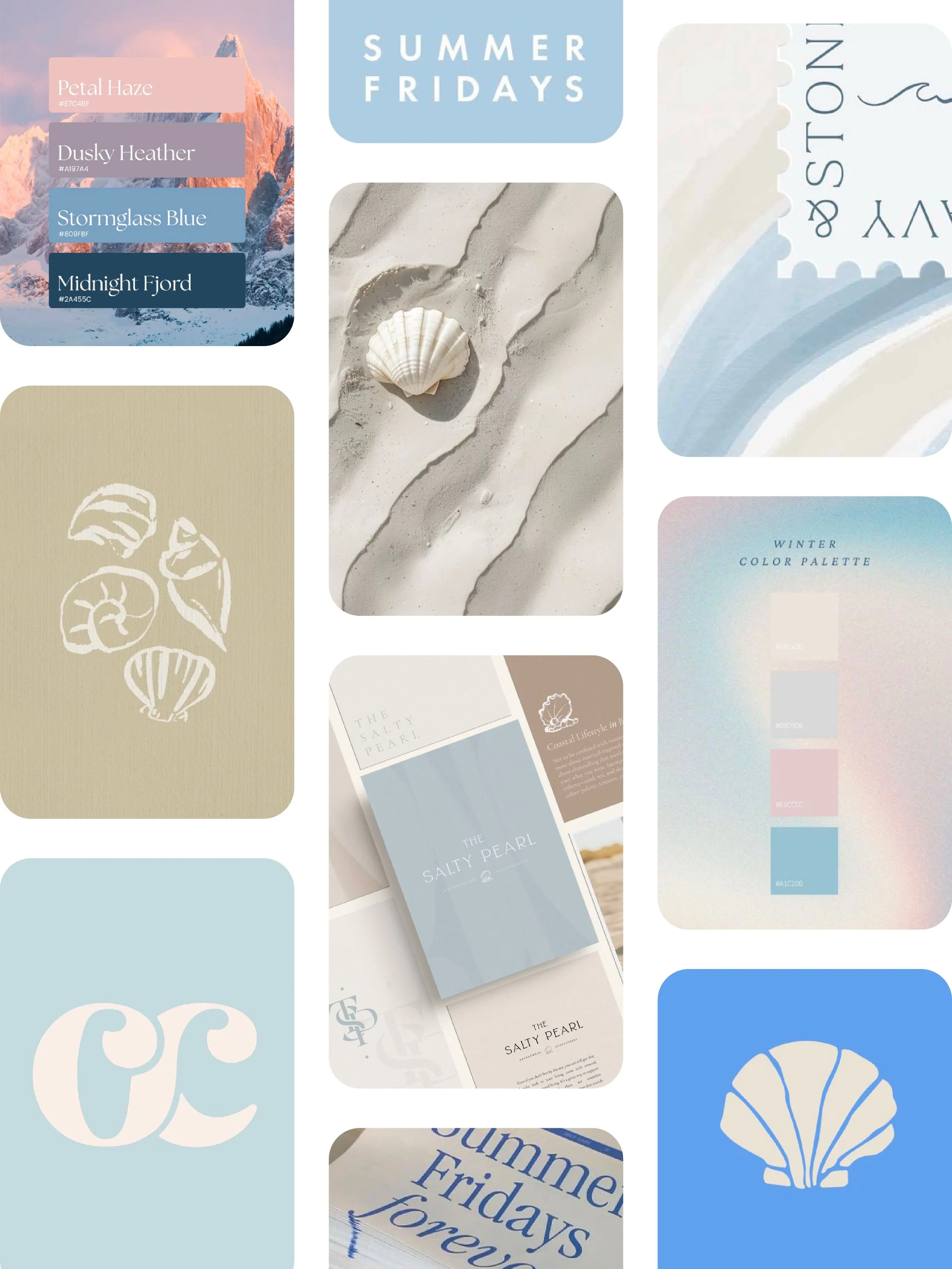 A peek behind the scenes at moodboards from current and recently completed projects 👀 

I love seeing all of these side by side! Every brand has such a different personality and aesthetic and It&rsquo;s always so fun watching the moodboard evolve in