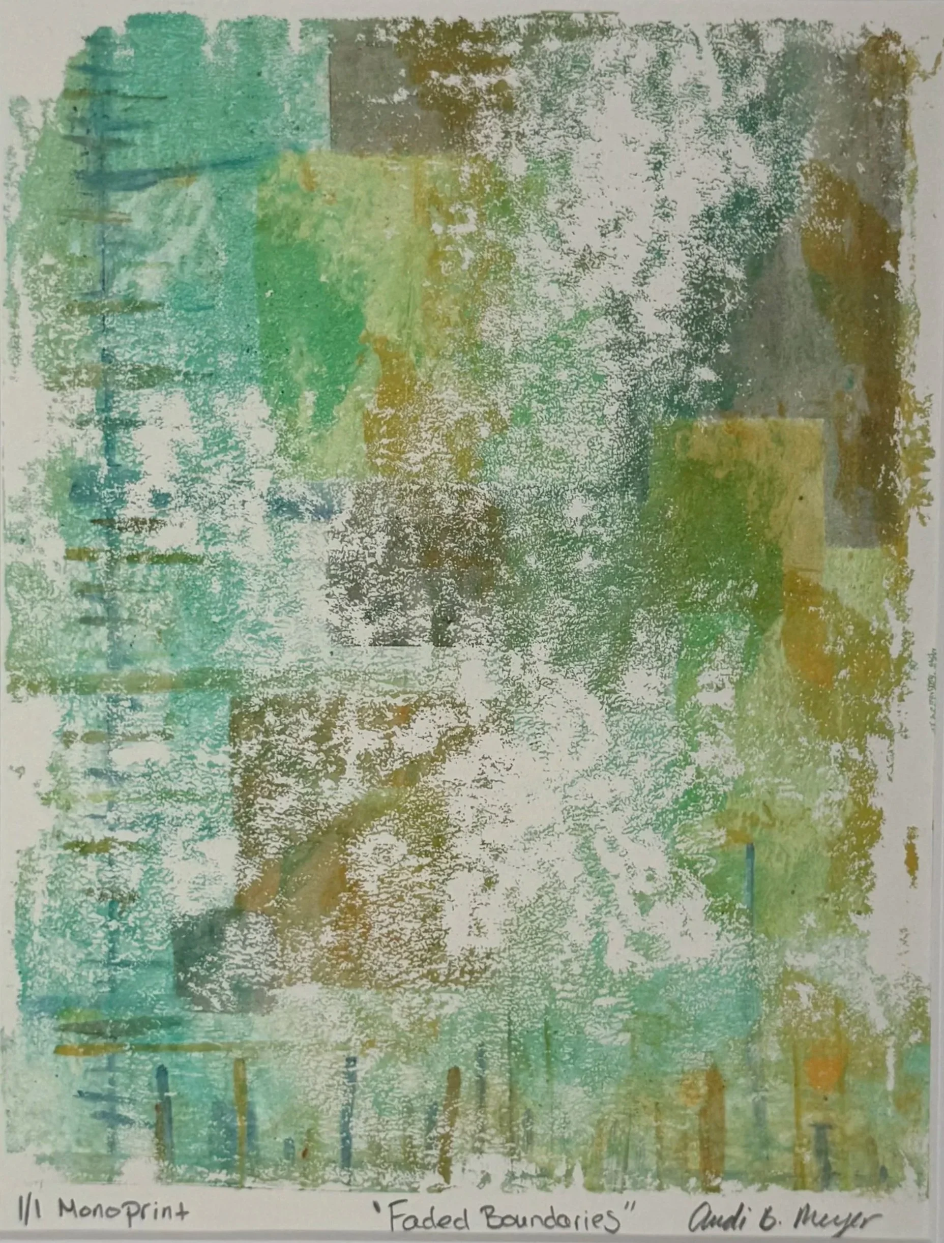 Faded Boundaries reflects the quiet work of repair that follows a period of strain. Soft greens and blues blend like layers settling back into place, suggesting a household gradually finding balance and ease after an emotional shift. The archaeologic