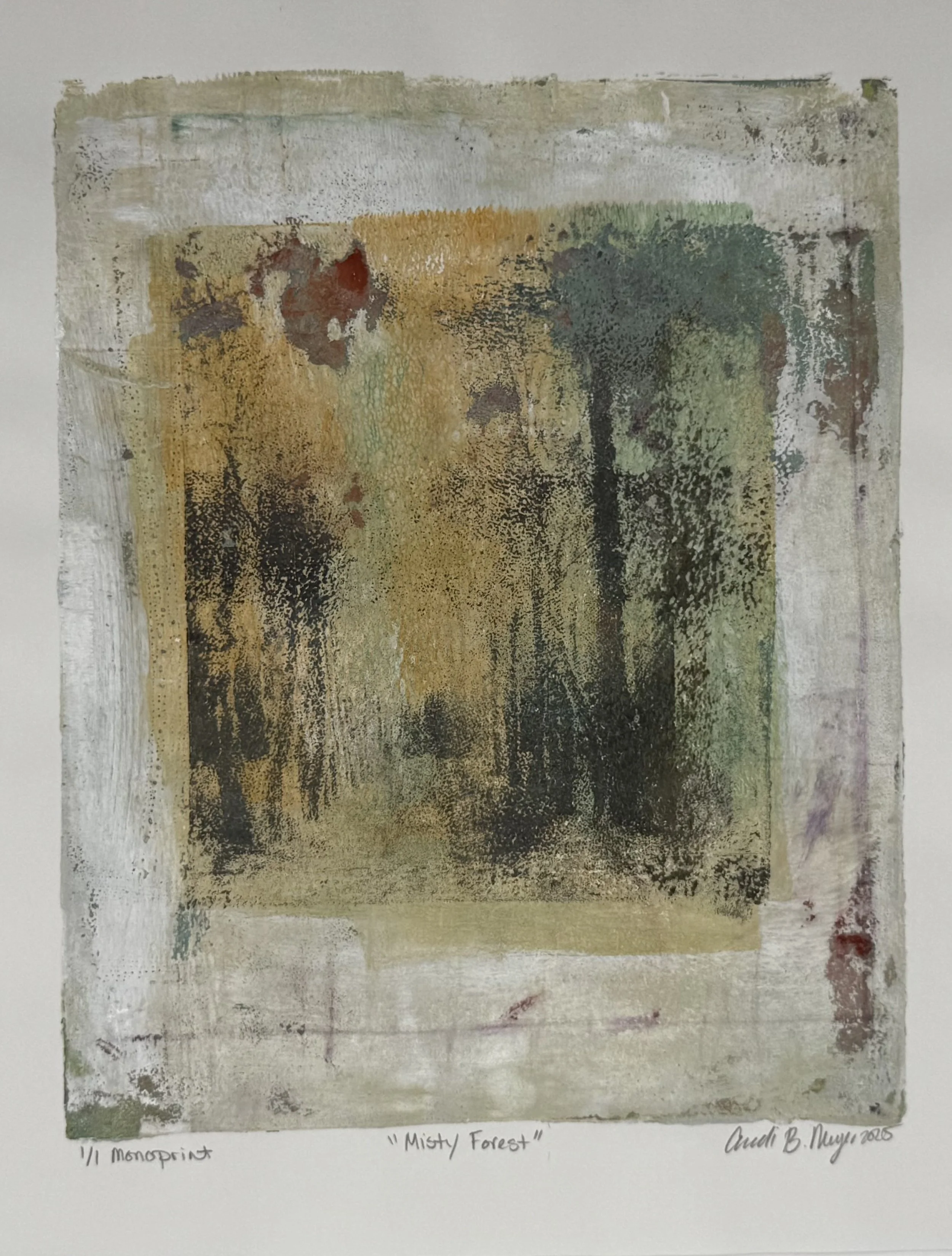Gel Plate Mono Print Misty Forest