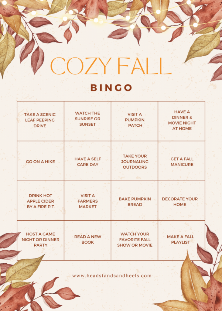 cozy fall bingo
